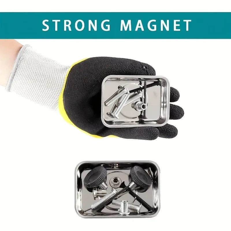 Stainless steel magnetic tray tool parts storage magnetic tool tray parts stand with strong magnets, for screws sockets bolts pi