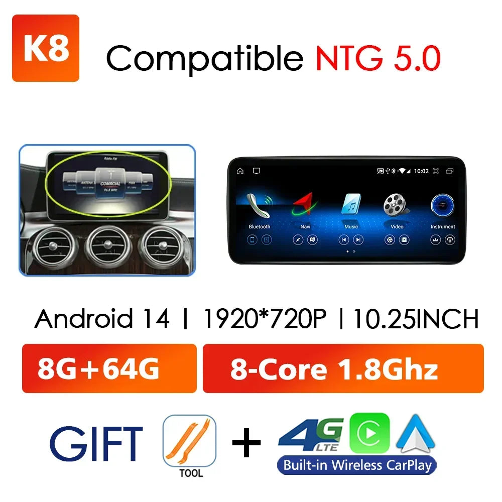 Wireless CarPlay Android Auto Screen for Mercedes C-Class W205 - image 9