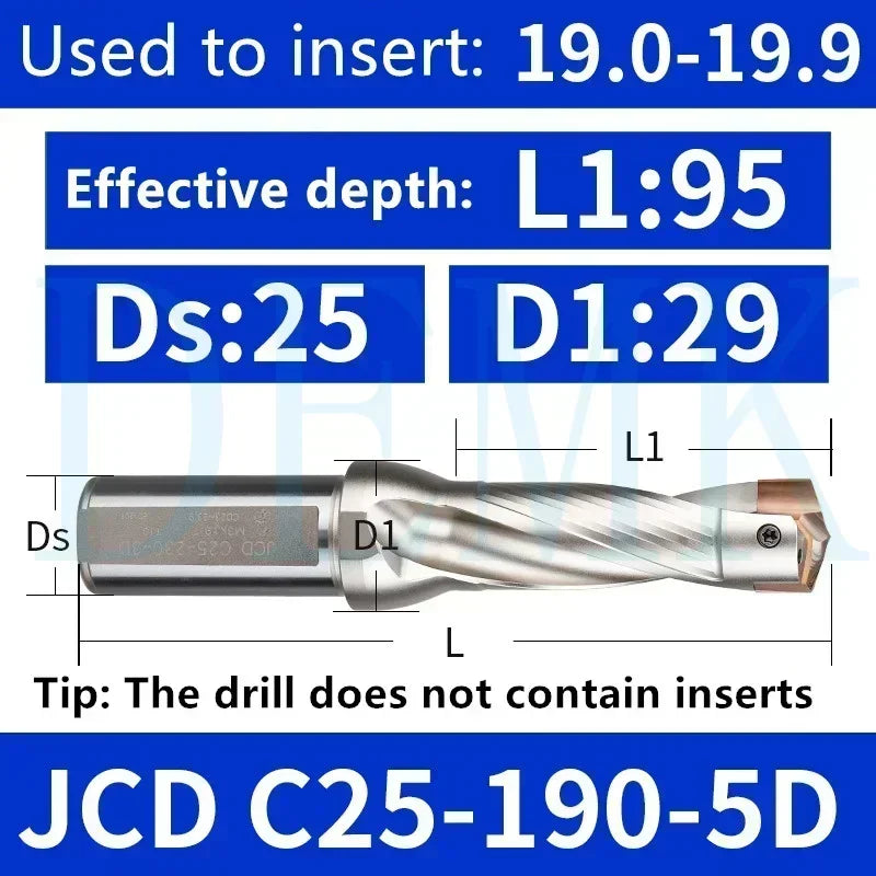 Indexable U Drill with Internal Cooling, 3D-10D, 10-25mm Diameter