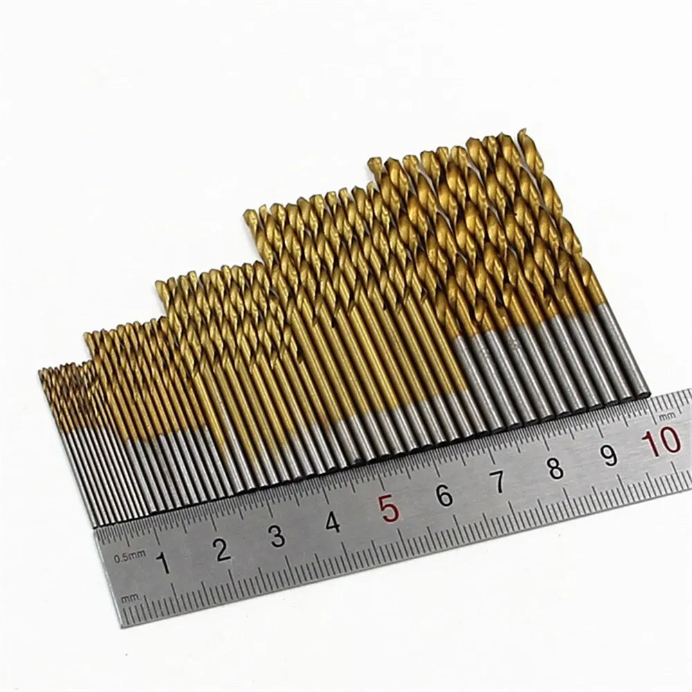 50pc Titanium Plated Twist Drill Set 1-3mm Small Drill Bit Electric Drill Drill Tool DIY Woodwork Drill and Open Drill Bit