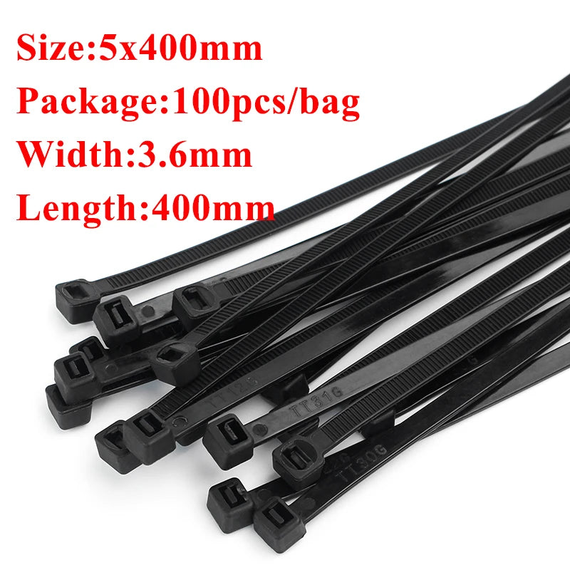 300PCS Releasable Reusable Colored Cable Ties Nylon Loop Wrap T-type Zip Bundle Ties