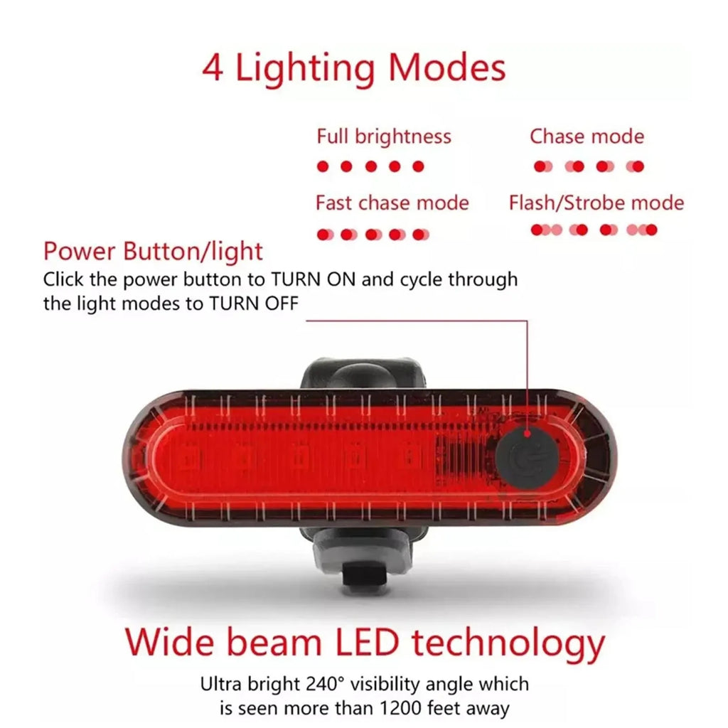 Rear Bike Tail Light USB Rechargeable Red Ultra Bright Taillights Fit On Bicycle Easy to Install for Cycling Safety