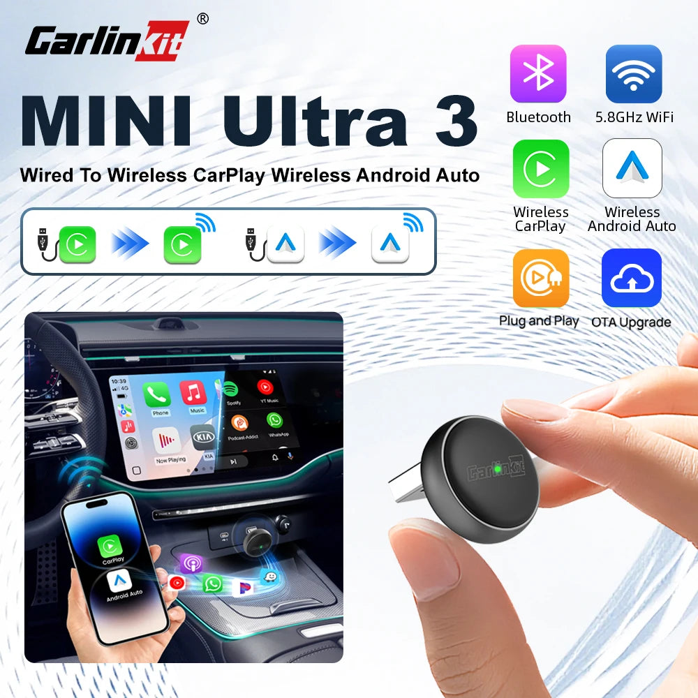 CarlinKit Mini Ultra3 Wireless CarPlay & Android Auto Adapter