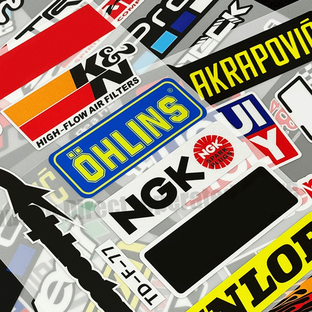 Racing Sponsor-Style Reflective Decal Kit for Car, Motorcycle and Helmet