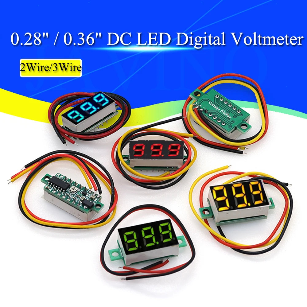 Digital DC Voltmeter 0-100V with LED Display for Car Battery
