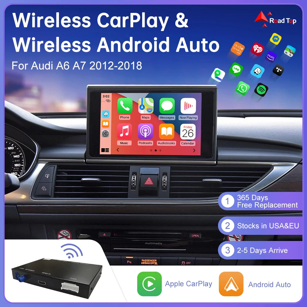 Wireless CarPlay & Android Auto Kit for Audi A6/A7 (2012-2018)