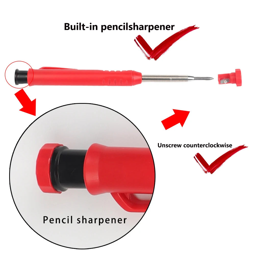Deep Hole Carpenter Pencil with Built-in Sharpener & Refills - image 14