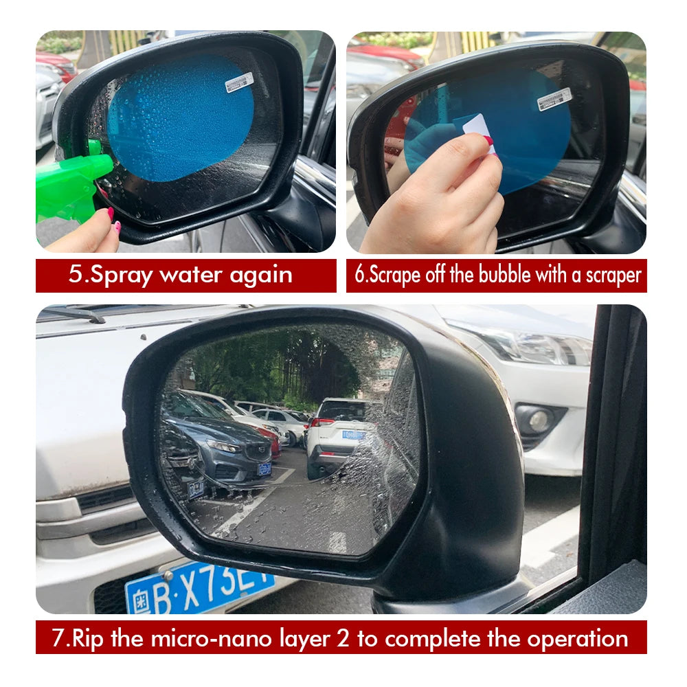 Rainproof Anti-Fog Side Mirror Film, Clear 2-Piece Set