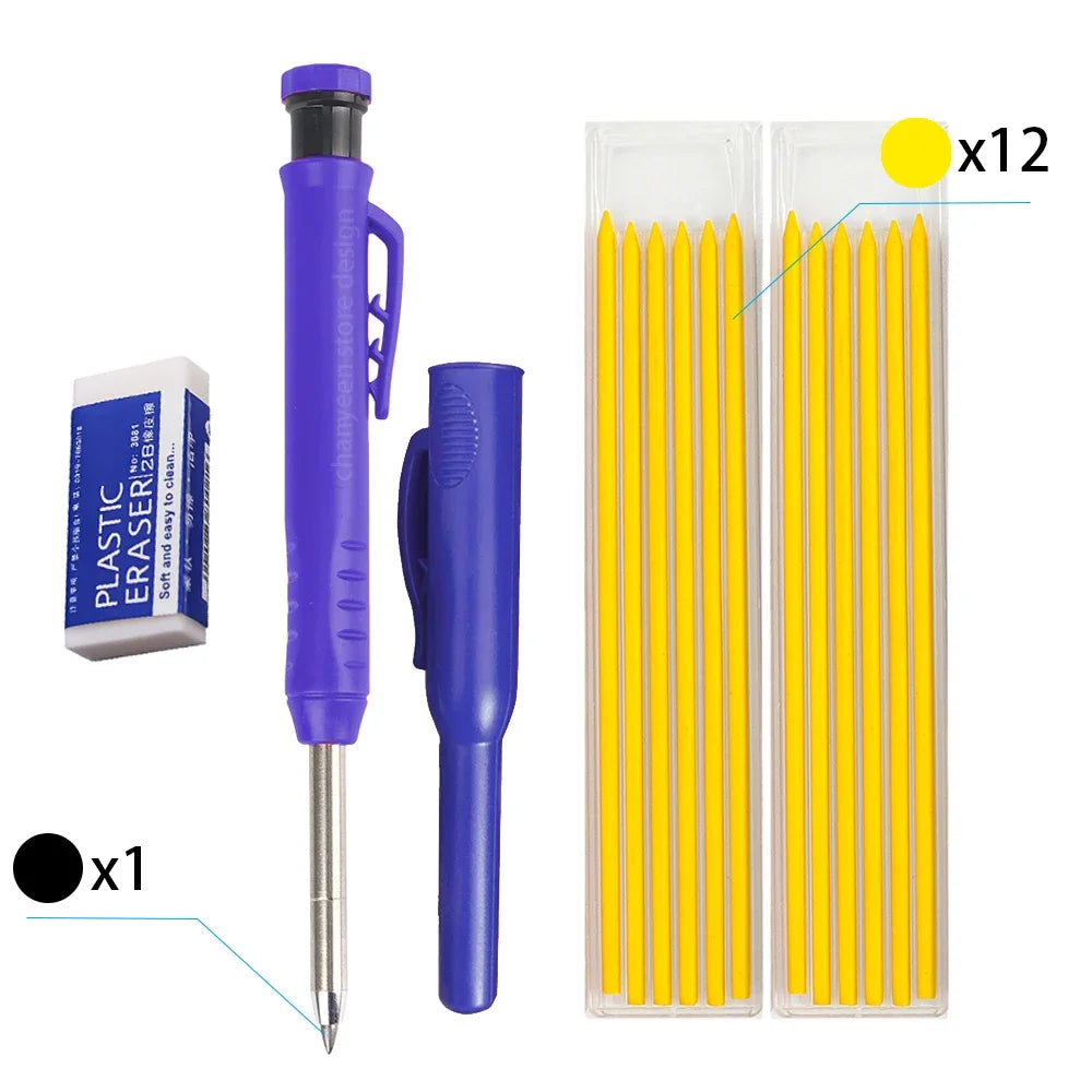 3-Color Carpenter Pencil Set with Sharpener & Refills - image 10
