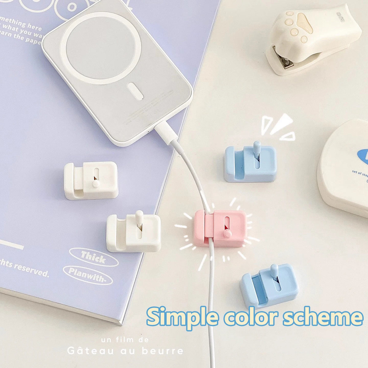 No-Drill Desk Edge Cable Clip Organizer