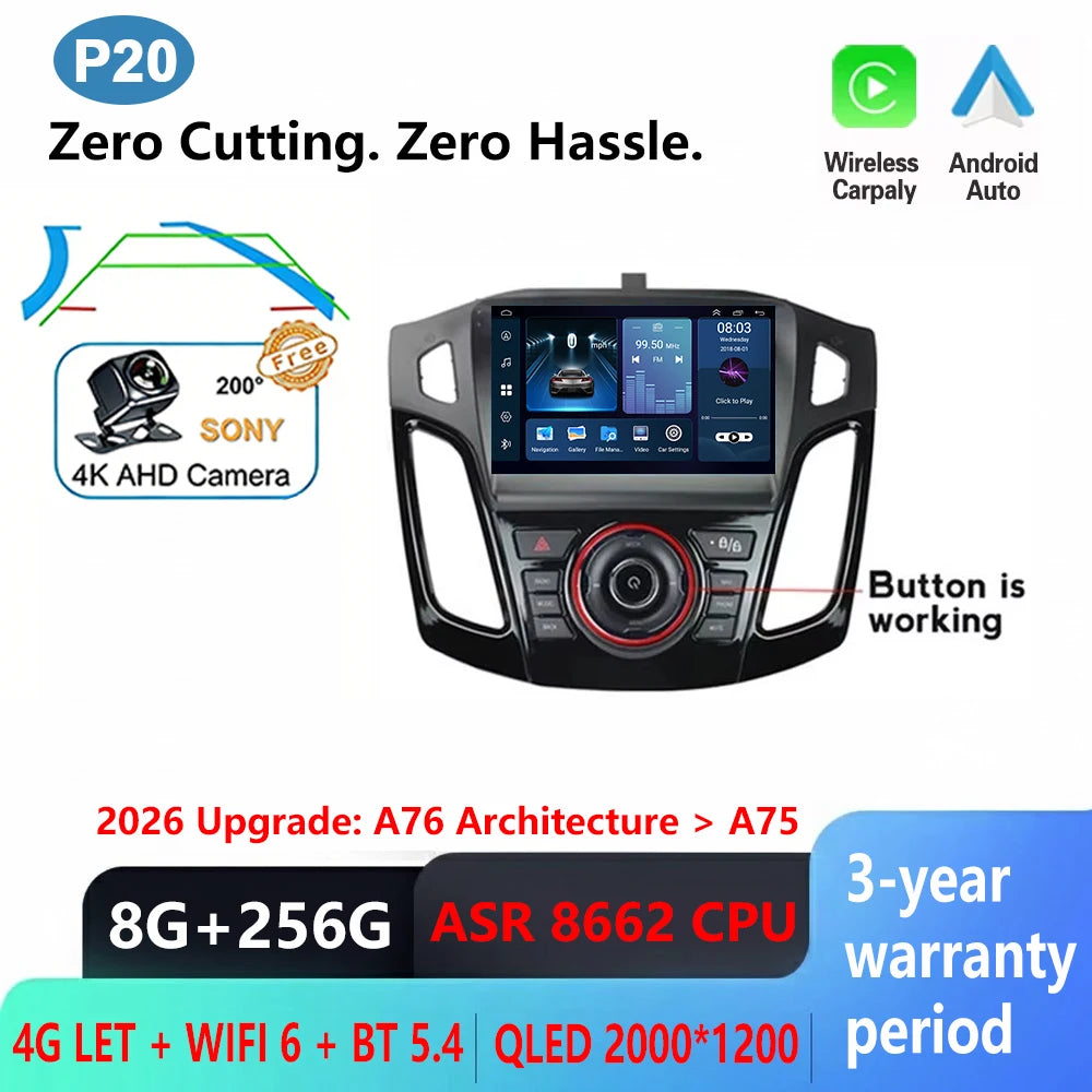 Ford Focus 3 Android Car Stereo with GPS, CarPlay & 9" Touchscreen - image 12