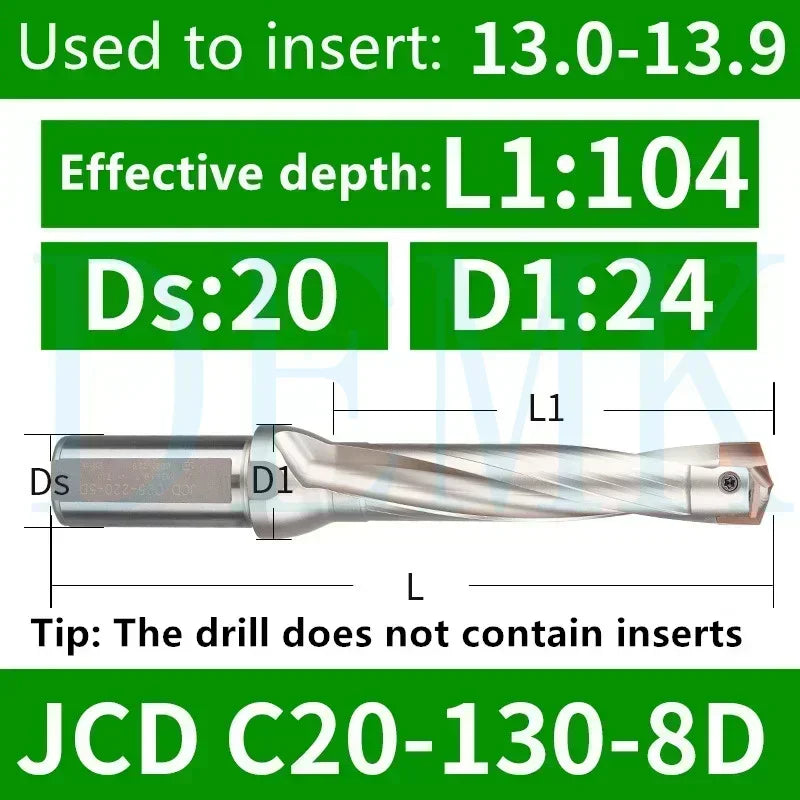 Indexable U Drill with Internal Cooling, 3D-10D, 10-25mm Diameter