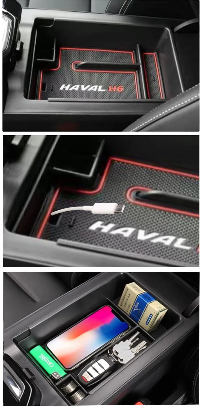 Center Console Armrest Hidden Storage Box for Haval H6 3rd Gen (2021-2025)