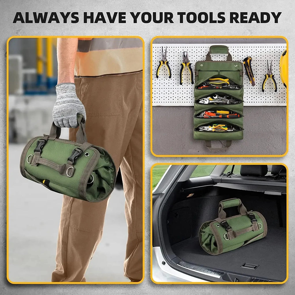 Tool Bag Organizer - Small Tool Bag With Detachable Pouches, Heavy Duty Roll Up Tool Bag Organizer With 6 Tool Pouches