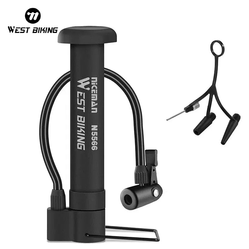 WEST BIKING MTB Bicycle Pump 80 PSI Bike Manual Air Pump Balloon Tire Inflator Schrader Valve Floor Pump Cycling Accesories