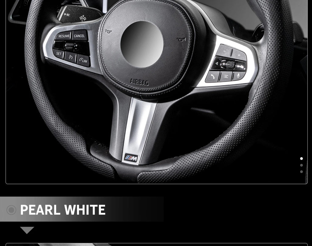 Ultra-Thin Faux Leather Steering Wheel Cover, 38cm, D or O Shape