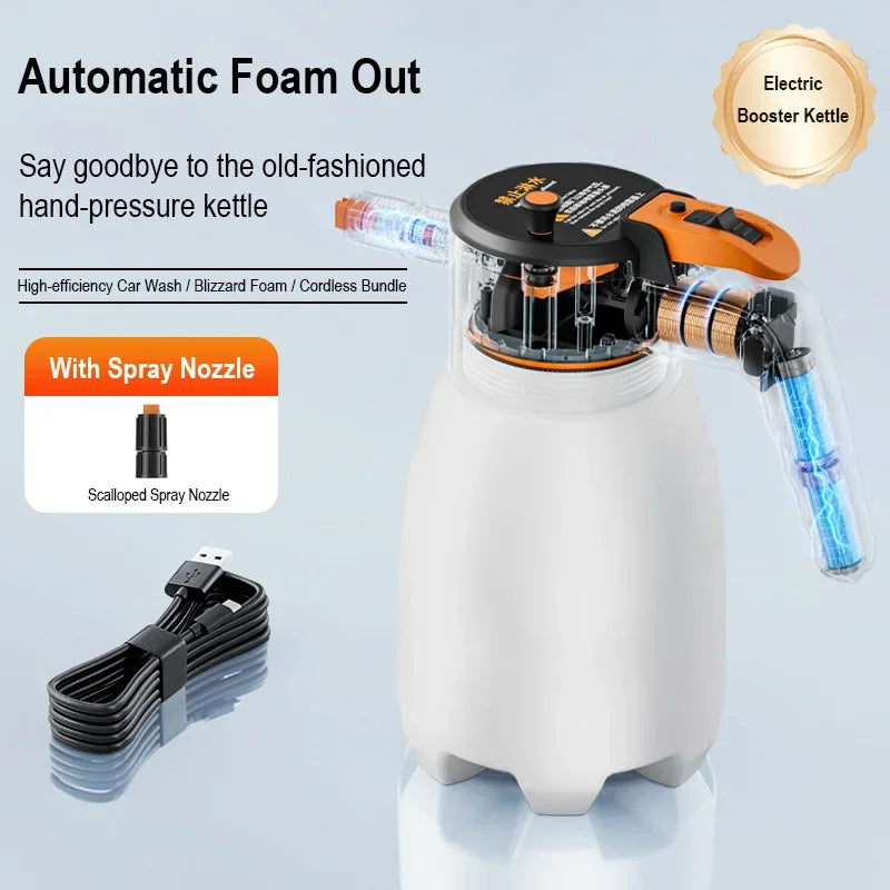 New Handheld Electric Foam Sprayer Hand Pump Foam Sprayer Snow Foam Cannon Motorized Car Wash Sprayer for Car Wash Home Cleaning