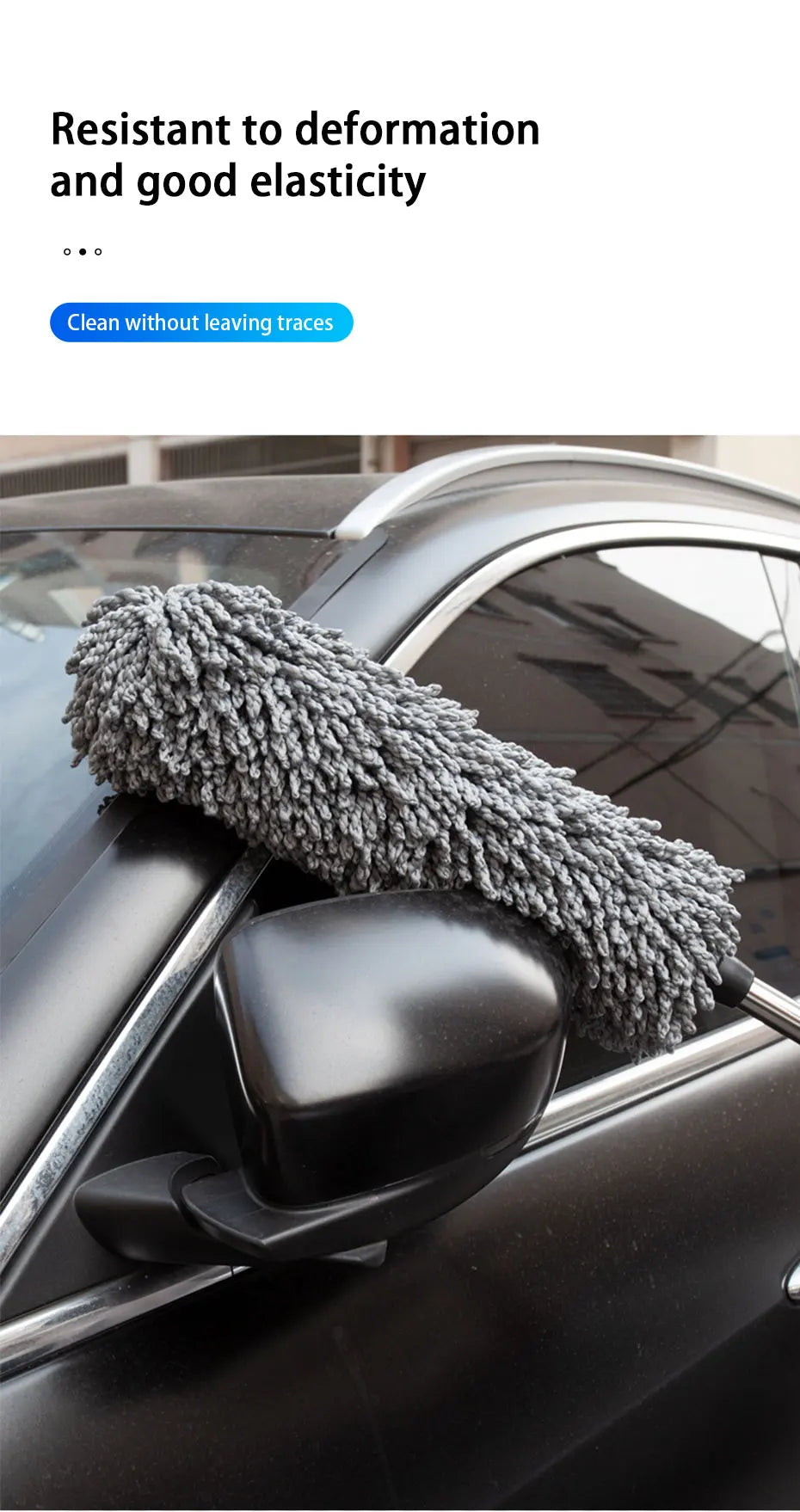 Retractable Microfiber Car Duster with Stainless Steel Handle