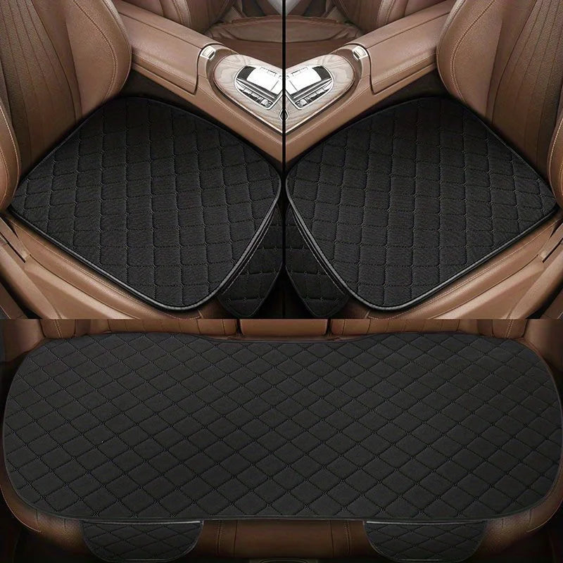 Cotton Linen Car Seat Cover Set, 3 Pieces