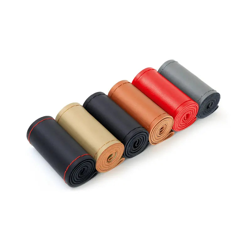 38cm Car Steering Wheel Braid Cover Microfiber Leather with Needles Thread Non-slip Auto Accessories Kit