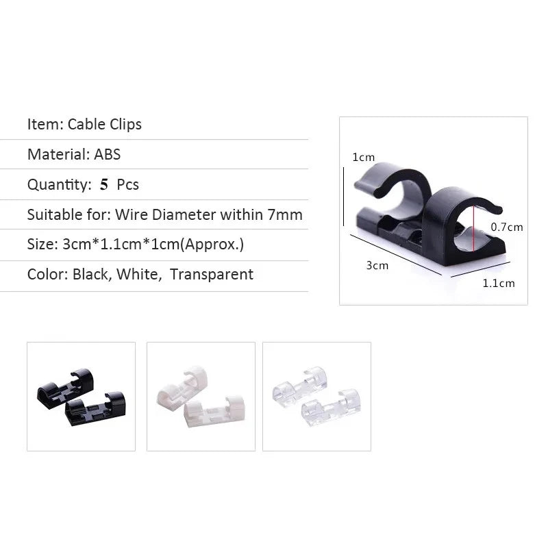 ABS Desktop Cable Organizer Clips – Cord Winder Holder