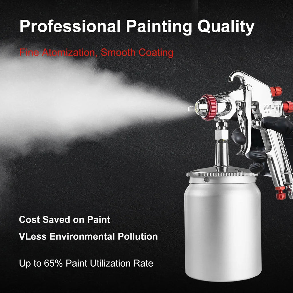W-71 Pneumatic Paint Spray Gun 1.0/1.3/1.5/1.8mm, 400/600ml Paint Spray Gun Tool Paint Auto Aerograph Tool, Gravity/Siphon