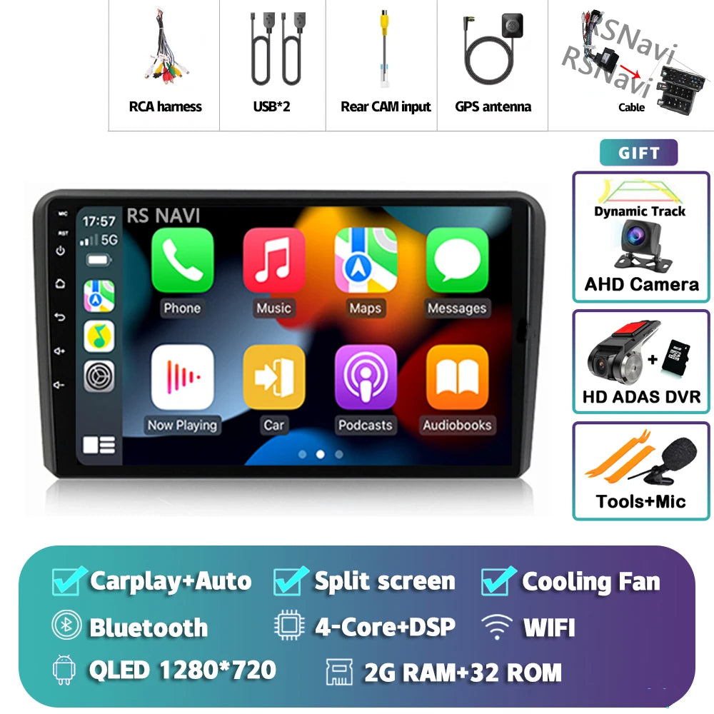 In-Dash Android Auto CarPlay GPS Navigation for Audi A3 2003-2013 - image 14