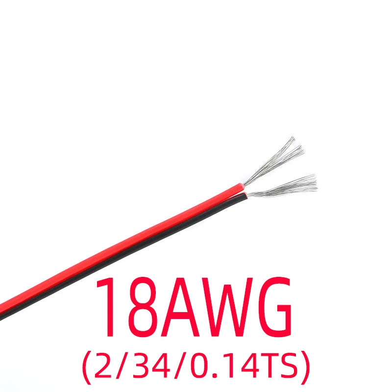 2 Pin Electrical Wire Tinned Copper 18/20/22/24/26 AWG insulated PVC Extension LED Strip Cable Red Black Wire