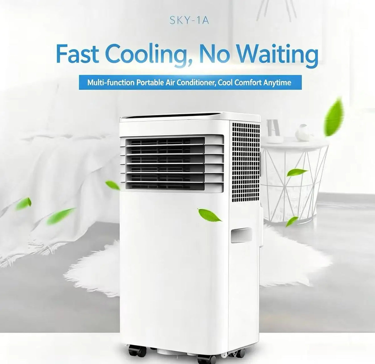 3-in-1 portable air conditioner with cooling, fan and dehumidifier modes