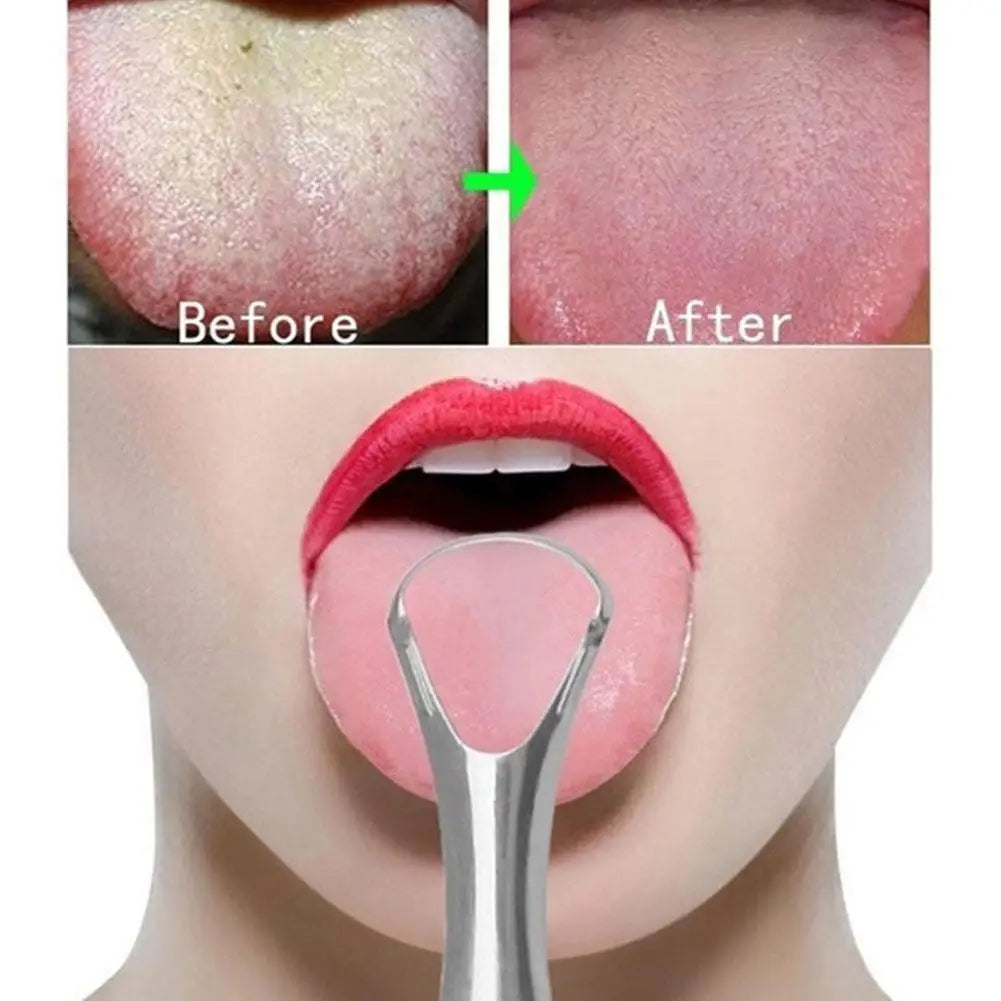 1Pcs Portable Single Layer Tongue Scraper Reusable Stainless Steel Oral Mouth Brush Tongue Scraper Fresh Breath Maker