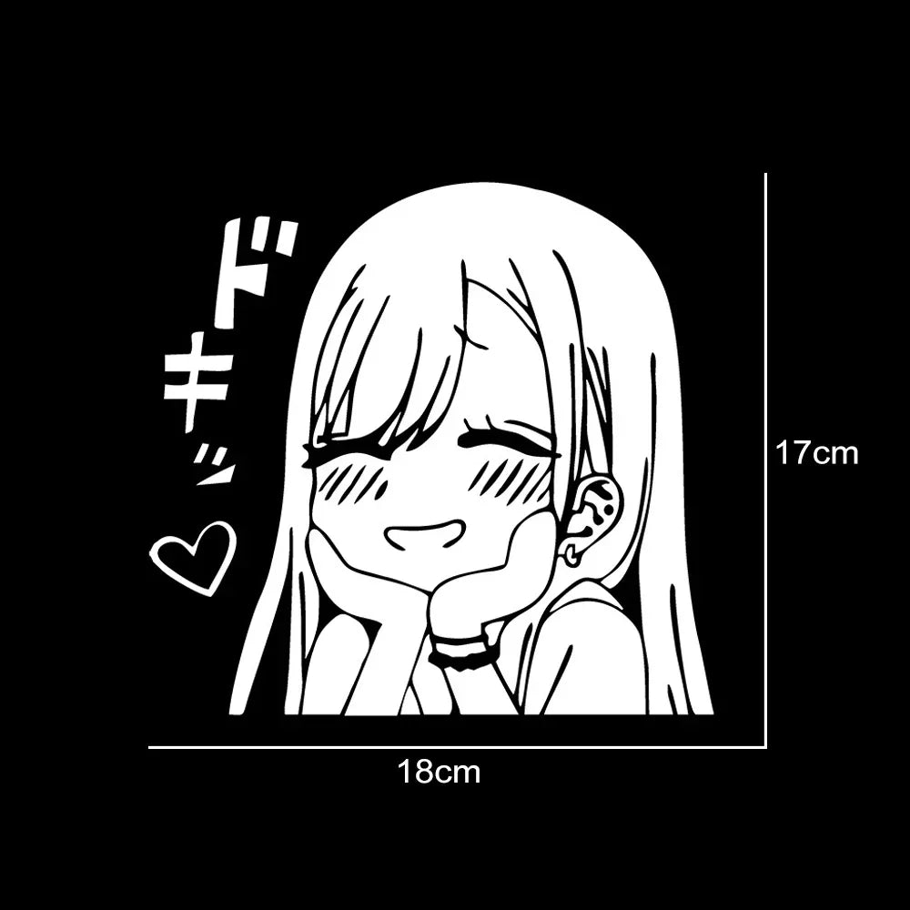 18 x 17cm Anime Girl JDM Car Sticker, Bumper and Window Vinyl Decal - view 6