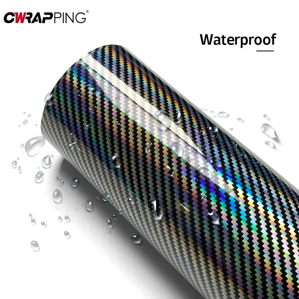 Laser Rainbow Carbon Fiber Car Vinyl Wrap - Bubble-Free Waterproof - image 2