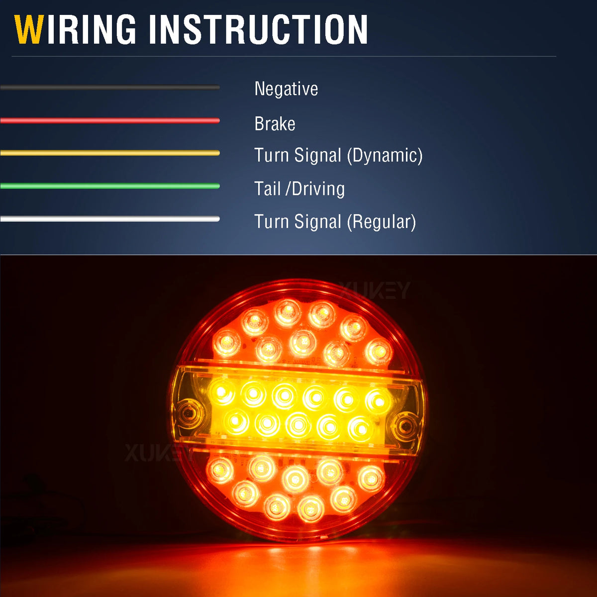 LED Trailer Rear Lights 12V/24V Round Waterproof Tail Lamp Brake Turn Signal Reflector