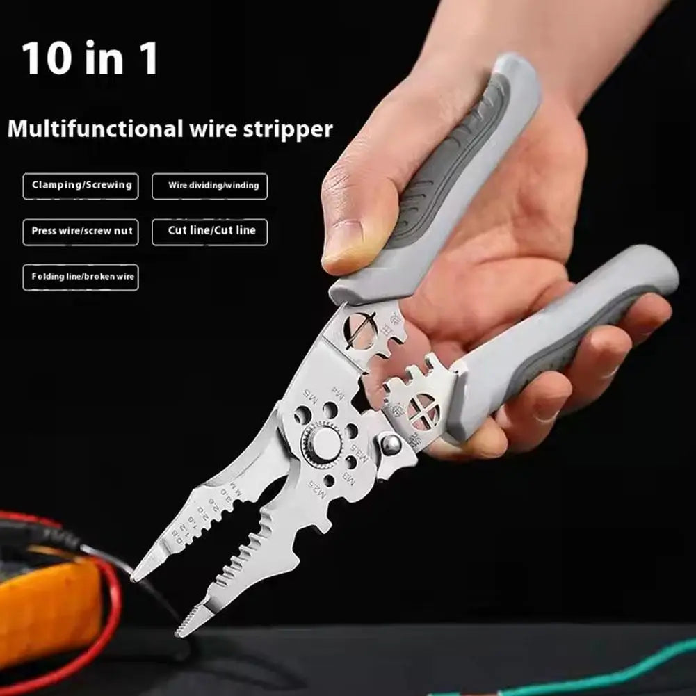 Electrician Wire Stripper Multifunctional Non-slip Decrustation Pliers Adjustable Electrical Wire Stripping Tool Wire Stripper
