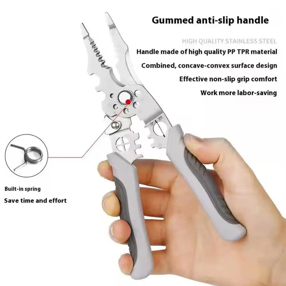 Electrician Wire Stripper Multifunctional Non-slip Decrustation Pliers Adjustable Electrical Wire Stripping Tool Wire Stripper