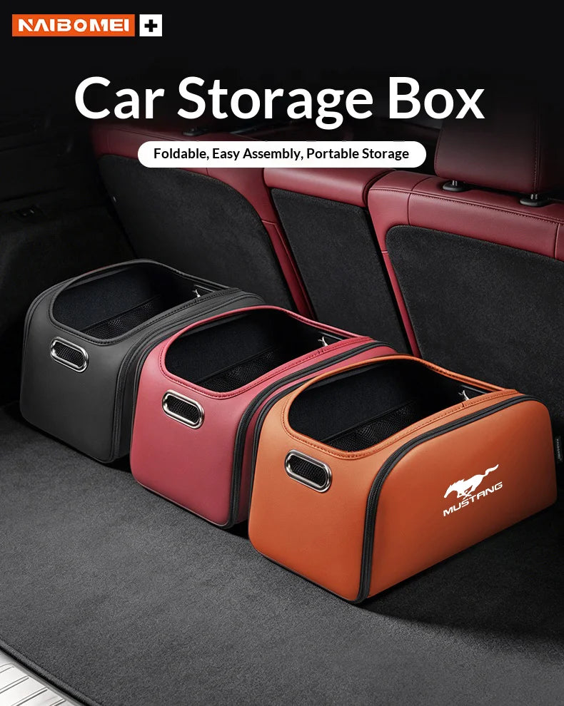 Car Trunk Organizer Box with Pocket for Ford Mustang