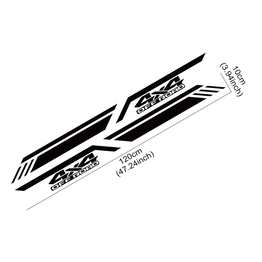 4x4 Off Road Side Stripe Vinyl Decals for Pickup Truck, 120 x 10 cm