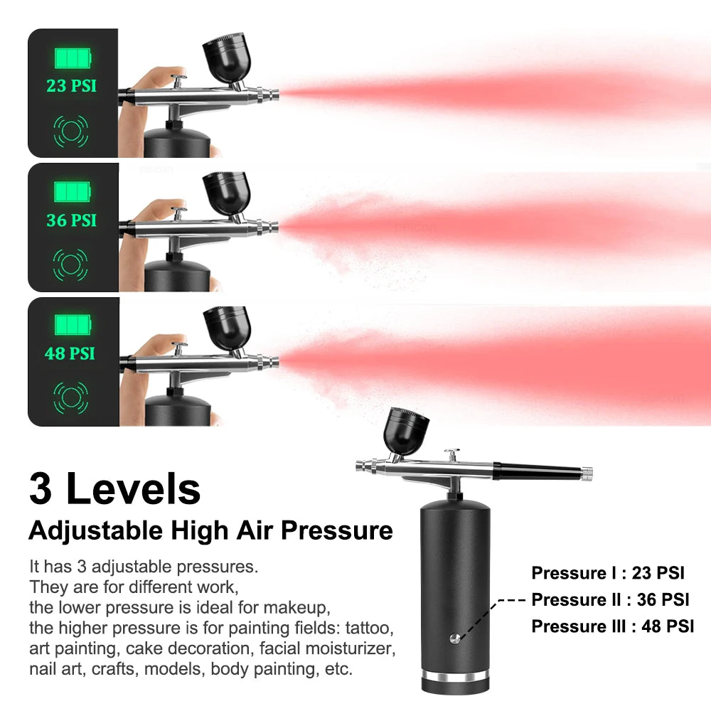 Airbrush Kit with Compressor Portable Painting Crafts Sprayer Gun USB Rechargeable Handheld Wireless Airbrush Mini Spray Gun