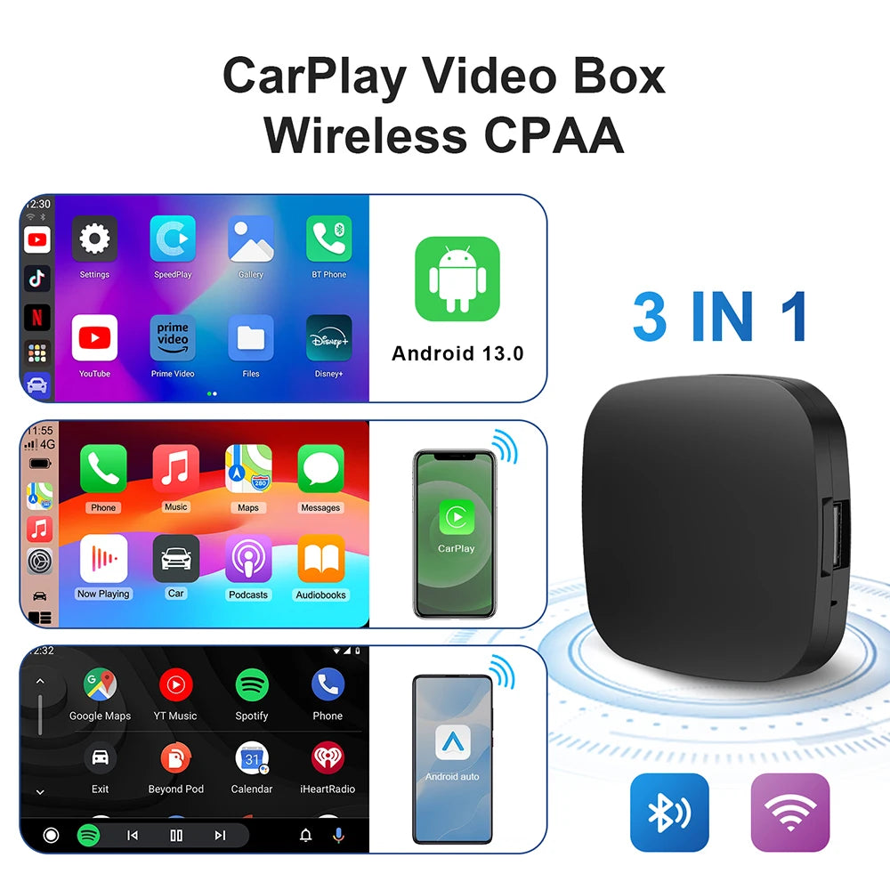 Android 13 Wireless CarPlay AI Box with Streaming Apps