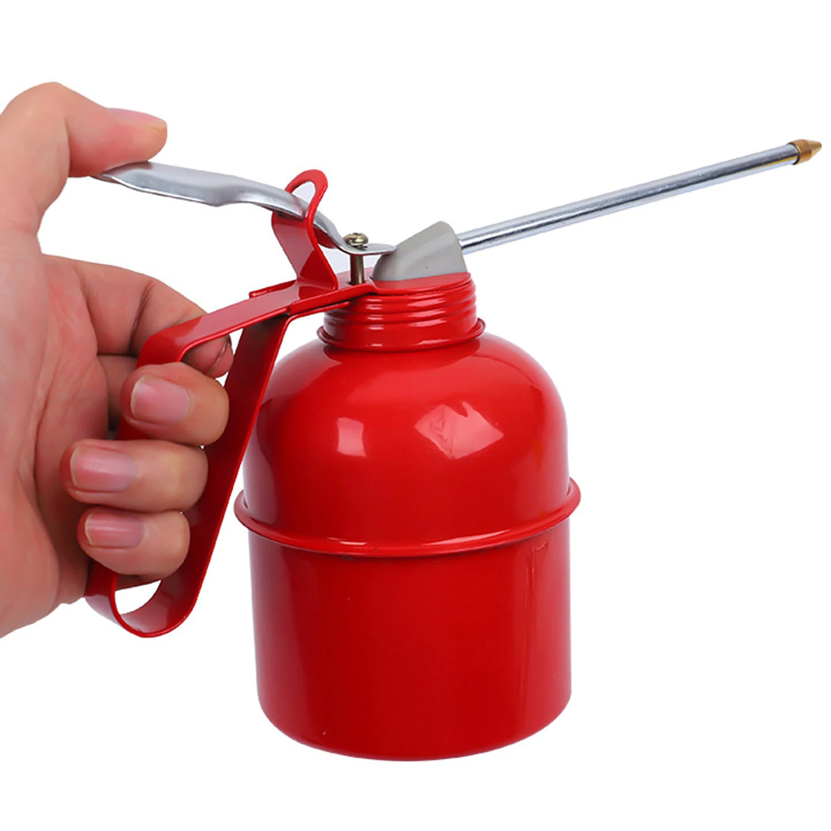 Hand Pump Oiler Can, Metal Oil Pot with Spout for Industrial, Home and Vehicle Lubrication