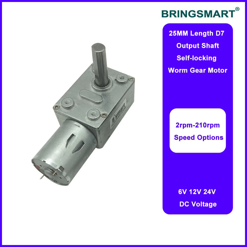 DC Worm Gear Motor, 3-24V, Self-Locking, for DIY Projects