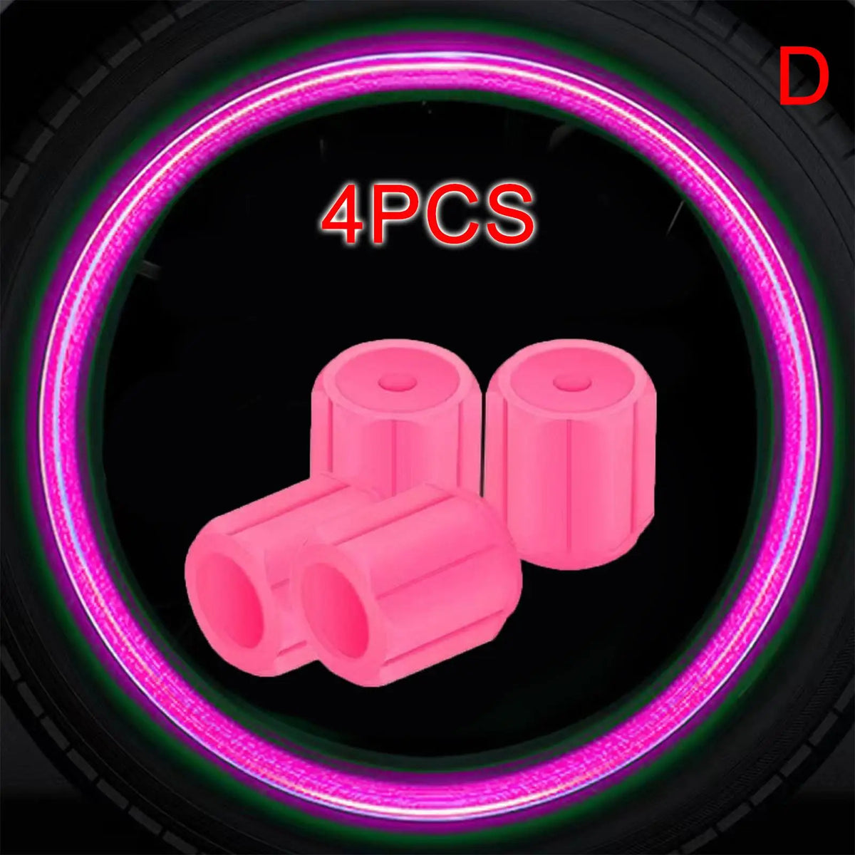Glow in the Dark Tire Valve Stem Caps, Set of 4