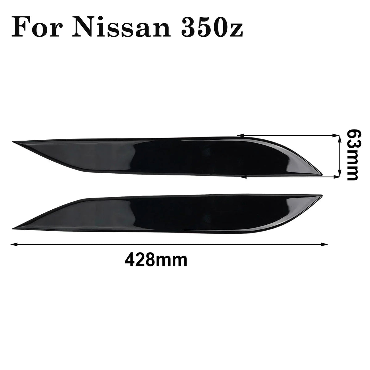 2x For 350Z Z33 2006-09 Headlight Eyebrow Trim Car Front Lamp Eyelids Trim Sticker Headlamp Eyebrow Molding Decor Set