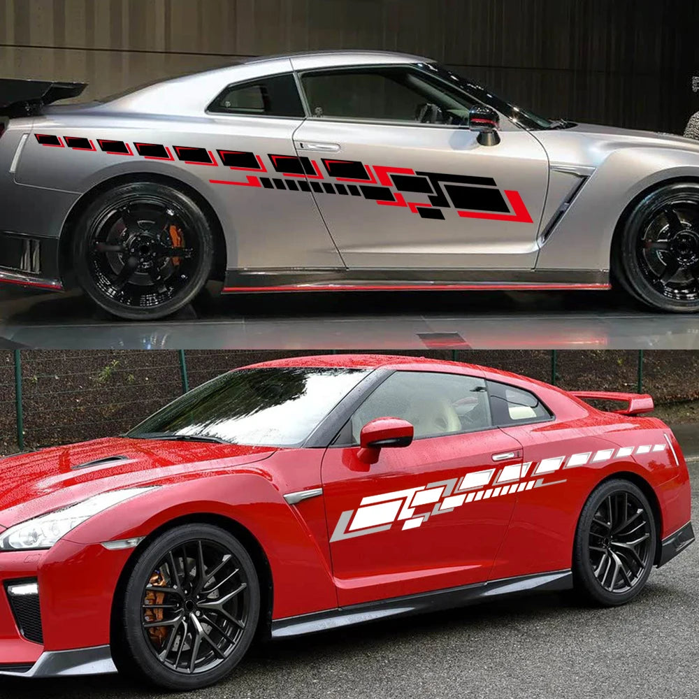Car Body Side Strip Decal, Long Vinyl Stripe, 2pc