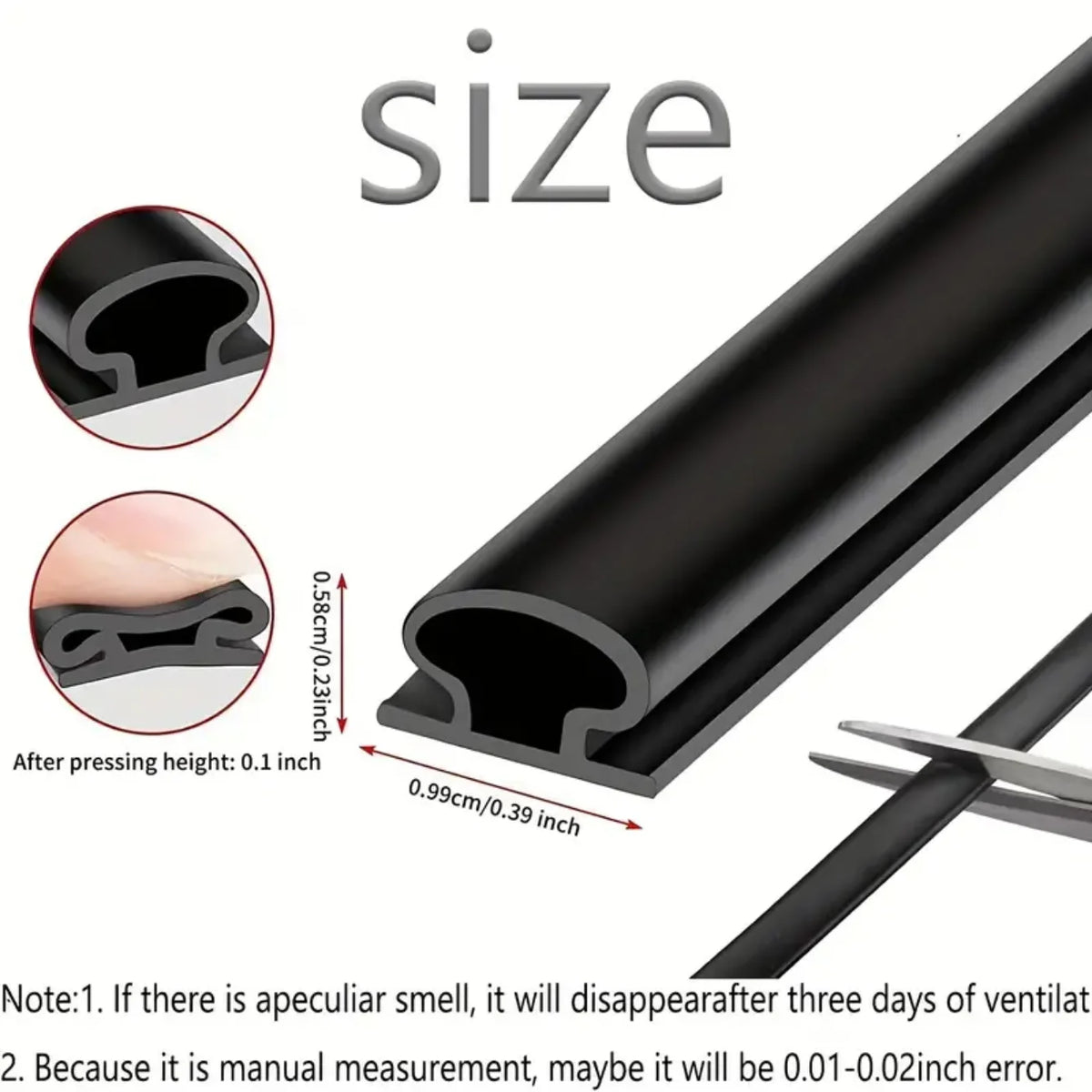 D-Shape Door Seal Strip, 1 Piece – Self-Adhesive Weather Strip