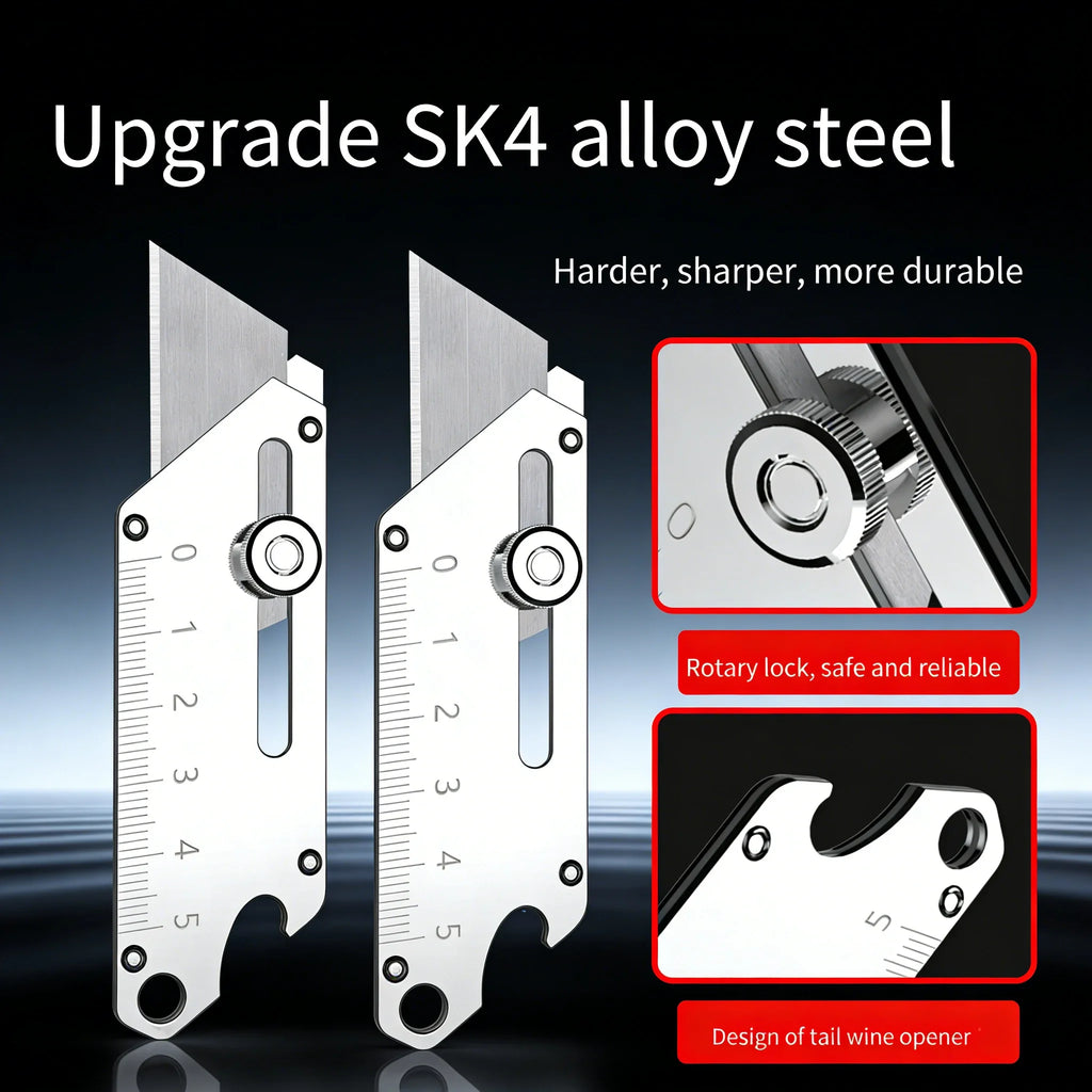 Mini All-Steel SK5 Utility Knife - Heavy-Duty Industrial Cutter with Imported Blade for Wallpaper, Cardboard & Crafting