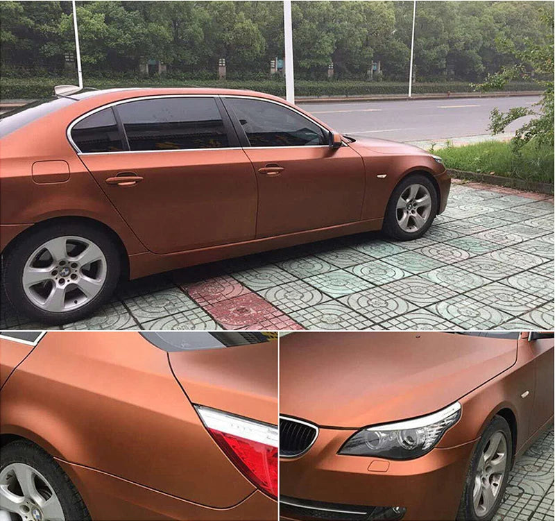 Matte Metallic Copper Brown Vinyl Wrap Roll Self-Adhesive Car Decal - image 3