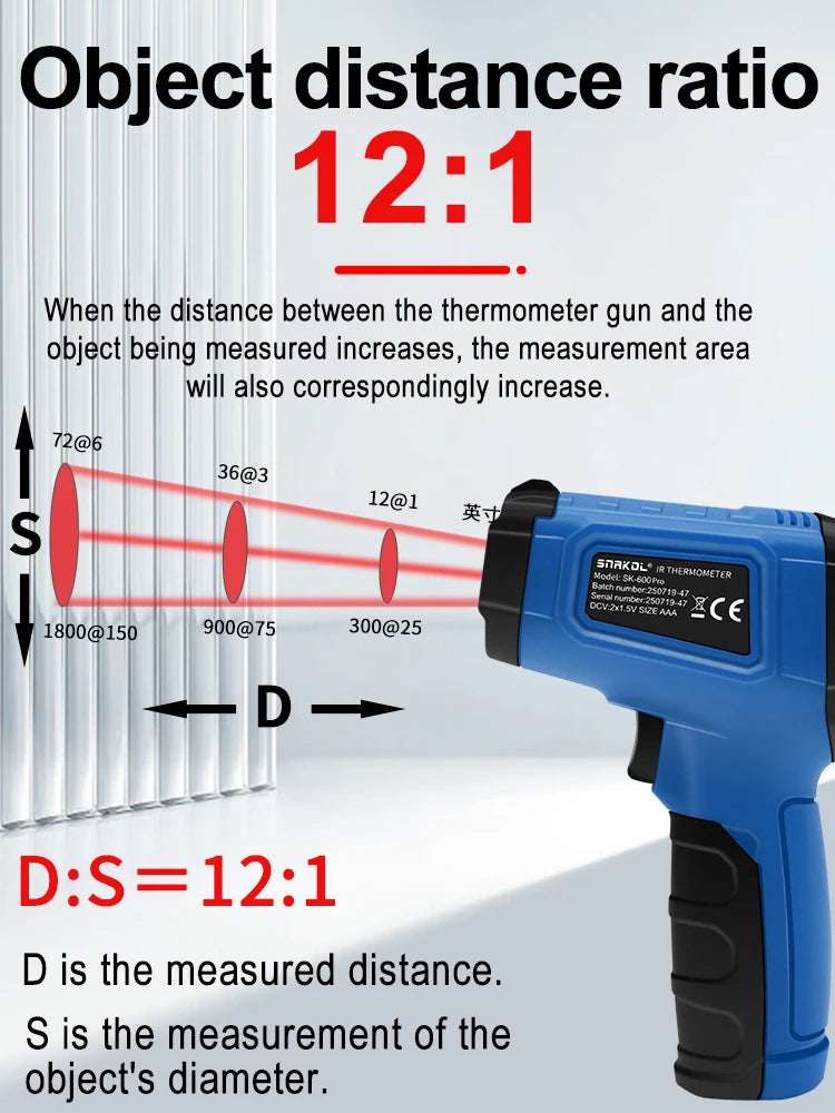 Infrared Non-Contact Digital Thermometer Handheld High-Precision Temperature Sernsor Industrial Kitchen Pyrometer Gun