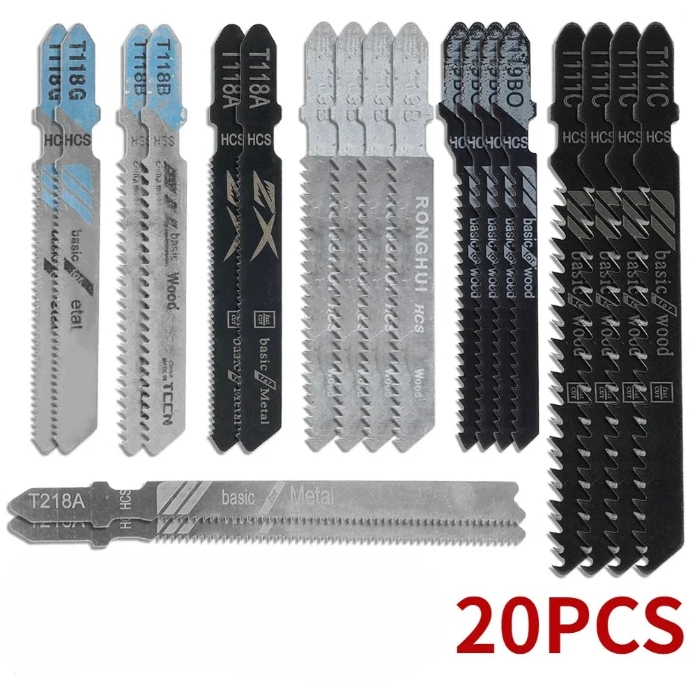20-Piece HCS Jigsaw Blade Set – Wood, Plastic & Metal