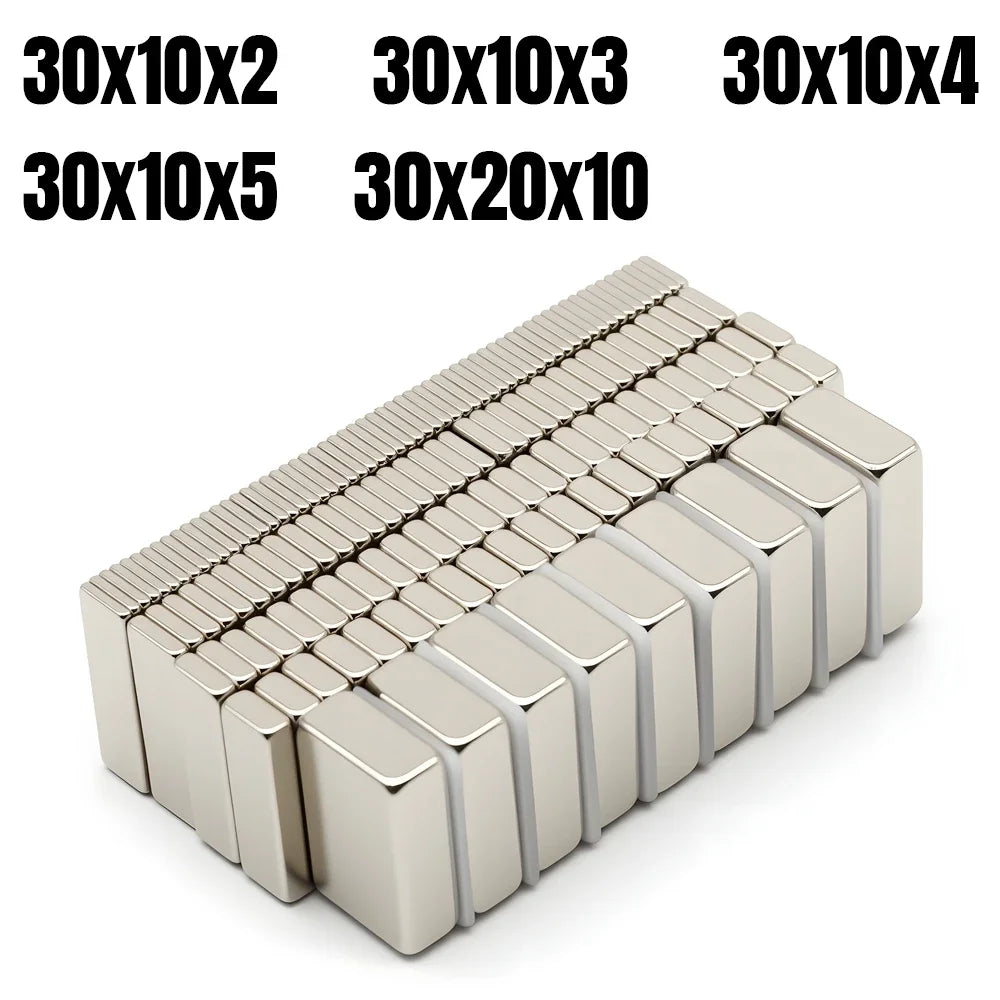 N35 Neodymium Block Magnets 30x10x3mm & 30x20x10mm, Strong Permanent